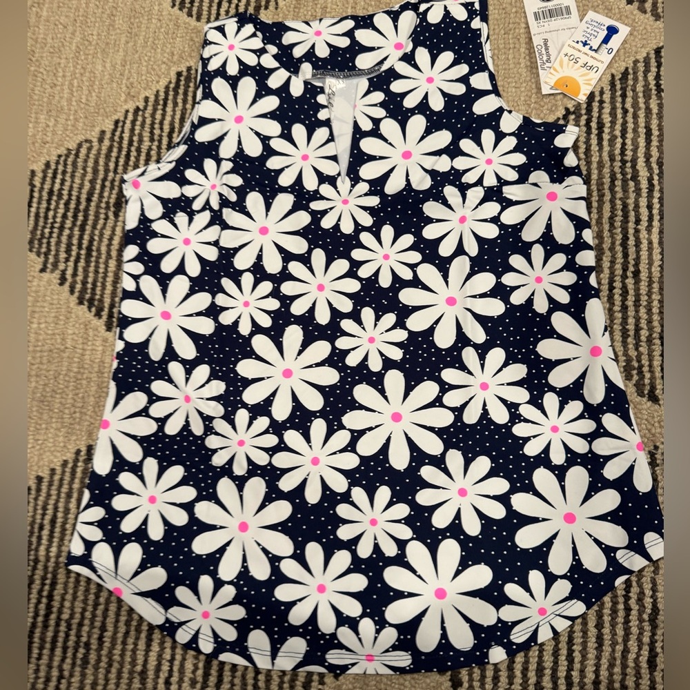 Lulu-B Keyhole Top UPF 50+ Tank Top Daisy Navy NWT XS